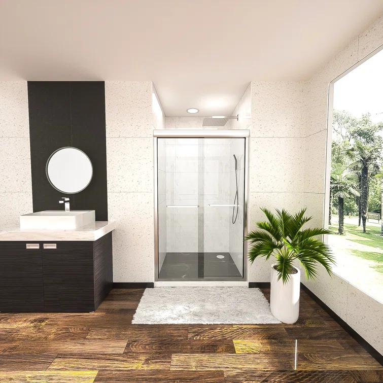 Shower Door 48" W X 76"H Semi-Frameless Bypass Sliding Shower Enclosure