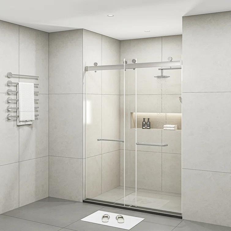 PET STOP LLC F5YDNC1F0736Q 60" Width x 76"Height Shower Doors with 3/8"(10mm) Clear Tempered Glass