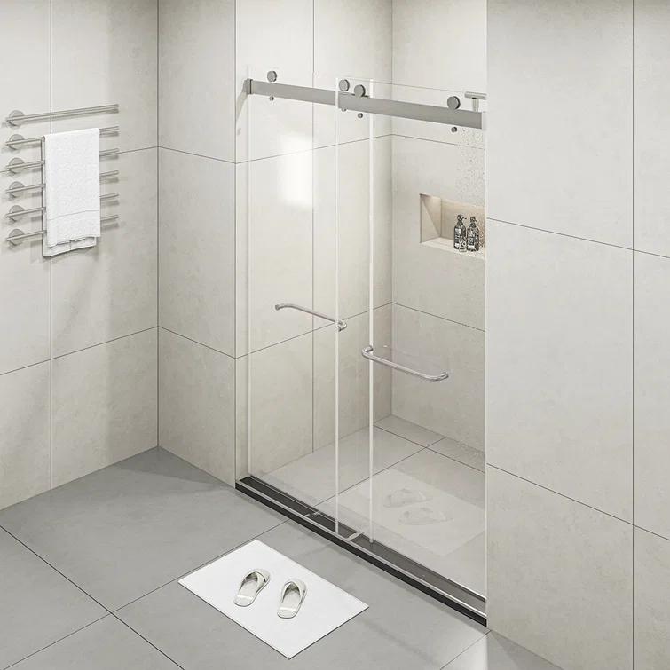PET STOP LLC F5YDNC1F0736Q 60" Width x 76"Height Shower Doors with 3/8"(10mm) Clear Tempered Glass