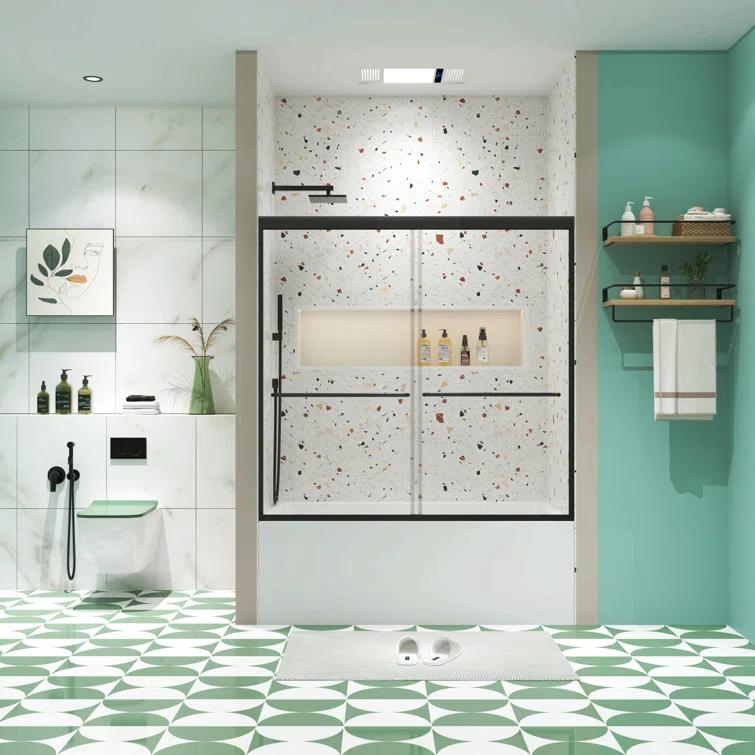 Bypass Shower Door, Sliding Door, With 1/4" Tempered Glass