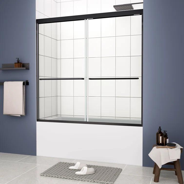 Bypass Shower Door, Sliding Door, With 1/4" Tempered Glass