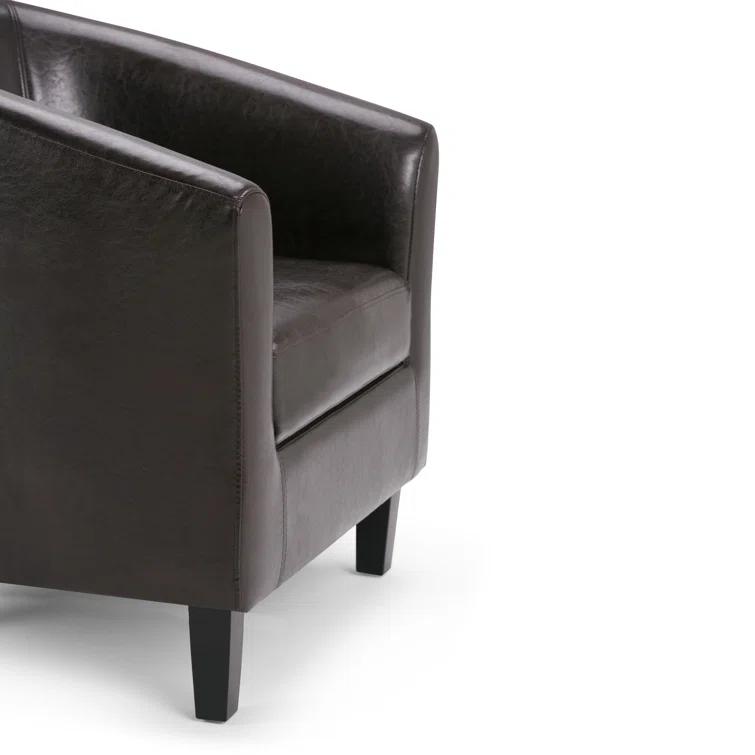 Simpli Home Austin 30"W Upholstered Vegan Faux Leather Contemporary Tub Accent Chair with High Arms and Deep Seat