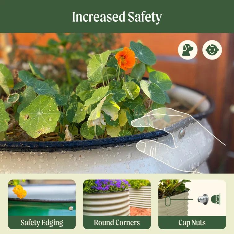 17" Tall 9 In 1 Modular Metal Outdoor Raised Garden Bed