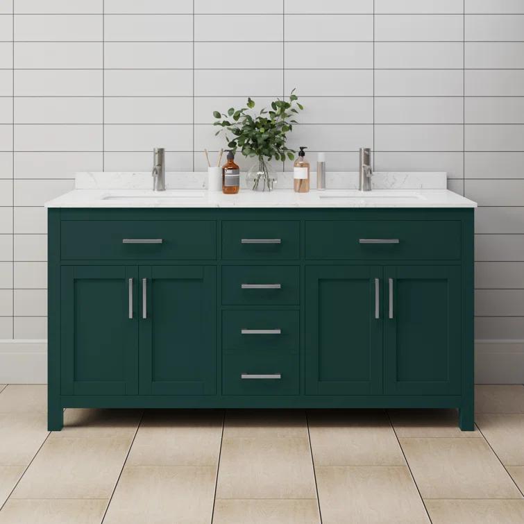 Beckett 66" Freestanding Double Bathroom Vanity with Cultured Marble Top