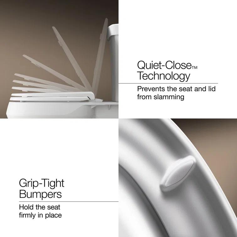 Kohler Brevia Quiet-Close Toilet Seat with Grip-Tight Bumpers and Quick-Attach Hardware