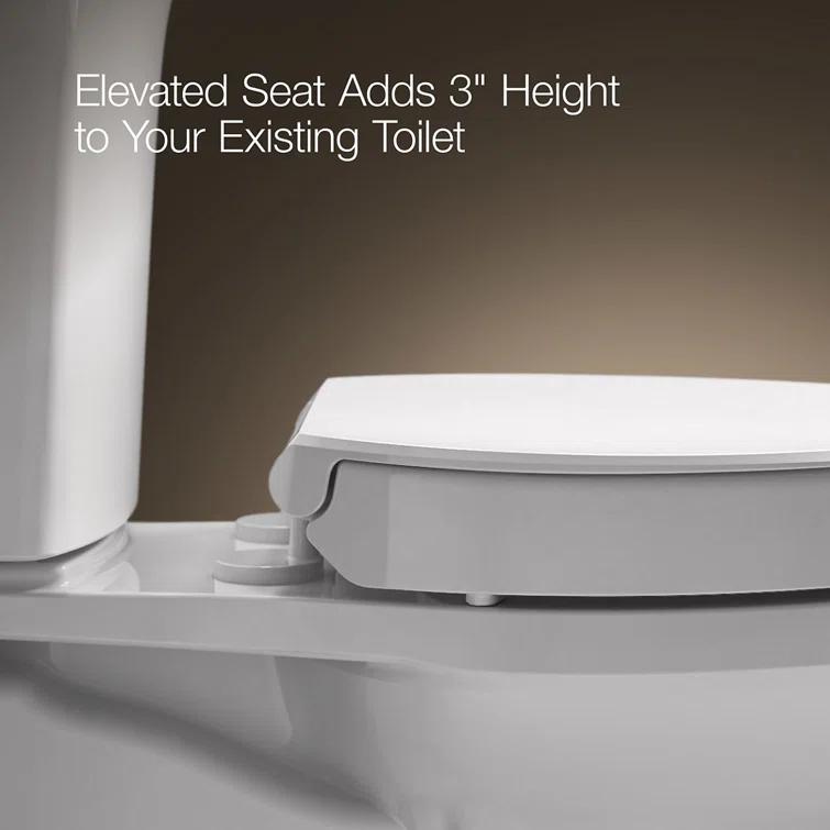 Hyten Elevated Toilet Seat with Quiet-Close Lid and Seat and Grip-Tight Bumpers