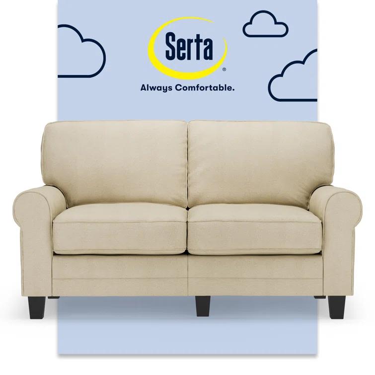 Serta Copenhagen 61" Rolled Arm Sofa, Easy Care Fabric, Soft Pillow Back, Pocket Coil Seat Cushions