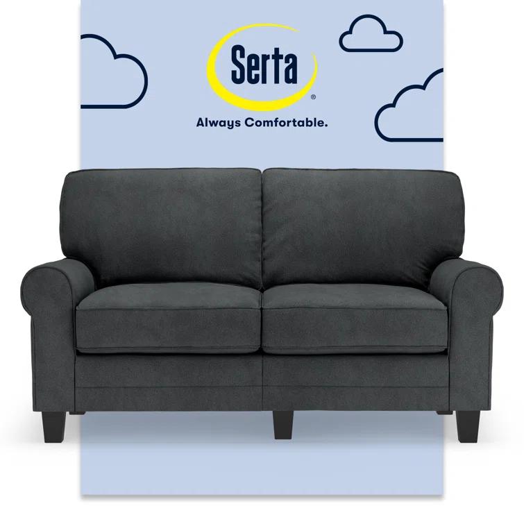 Serta Copenhagen 61" Rolled Arm Sofa, Easy Care Fabric, Soft Pillow Back, Pocket Coil Seat Cushions