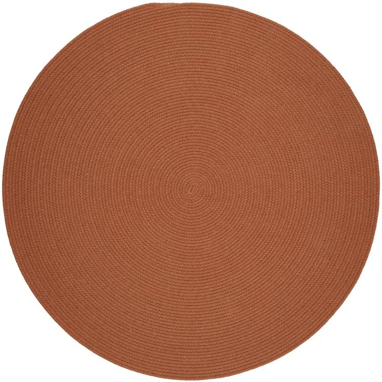 Rhody Rug  Solid 4' Round Wool Rug Terra Cotta