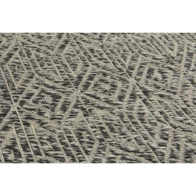 EXQUISITE RUGS Woven Earth Handmade Flatweave Wool Charcoal/Ivory Area Rug | Wayfair
