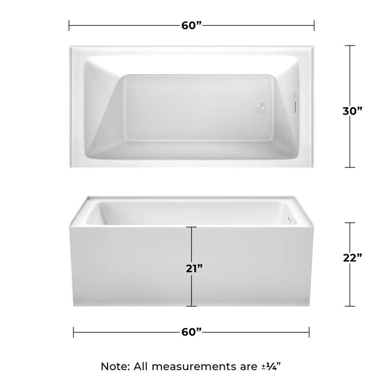 Grayley 60'' x 30'' Alcove Soaking Acrylic Bathtub