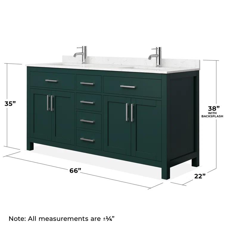 Beckett 66" Freestanding Double Bathroom Vanity with Cultured Marble Top