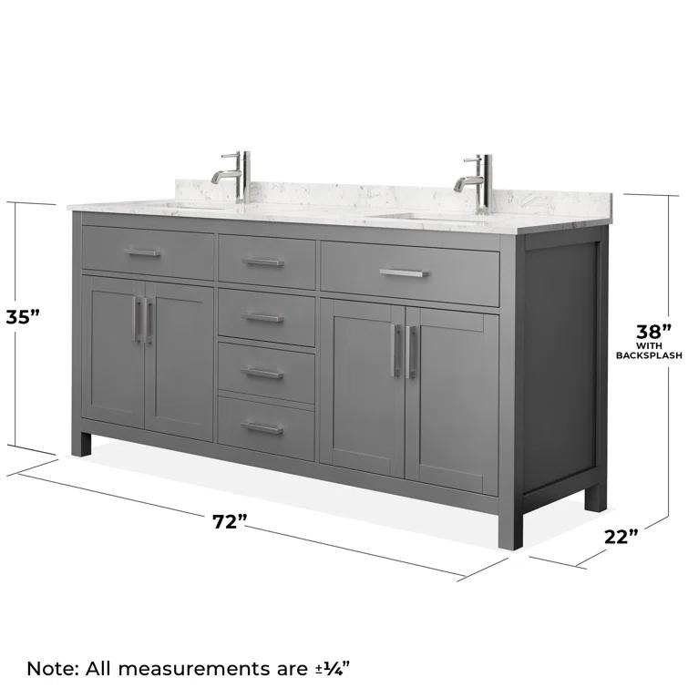 Beckett 72" Freestanding Double Bathroom Vanity with Cultured Marble Top
