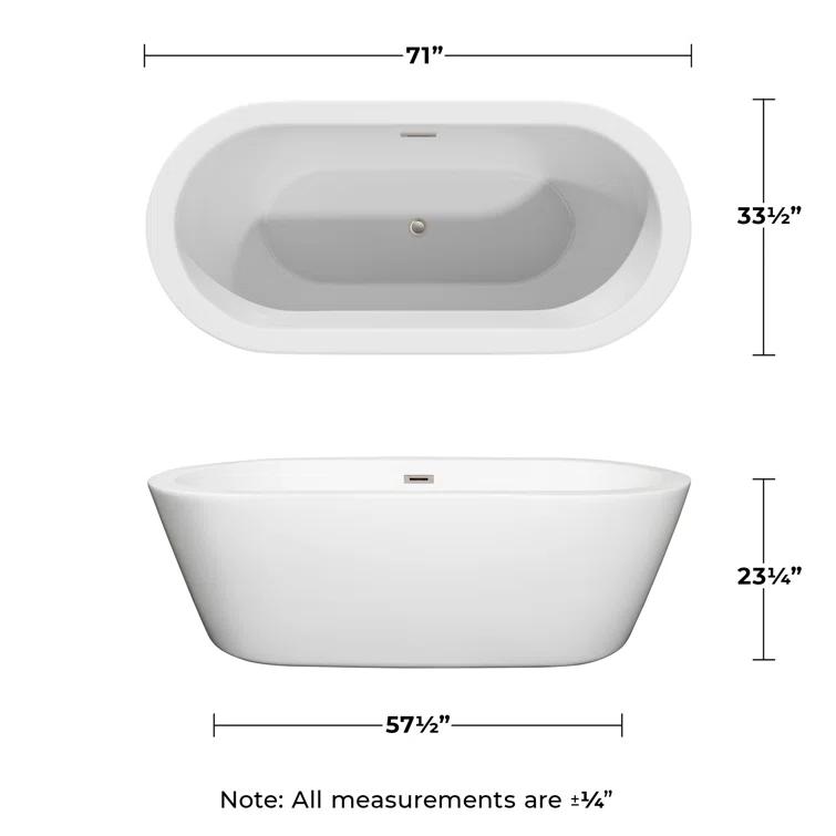 Mermaid 71'' x 33.5'' Freestanding Soaking Acrylic Bathtub