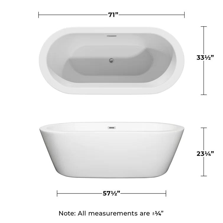 Mermaid 71'' x 33.5'' Freestanding Soaking Acrylic Bathtub