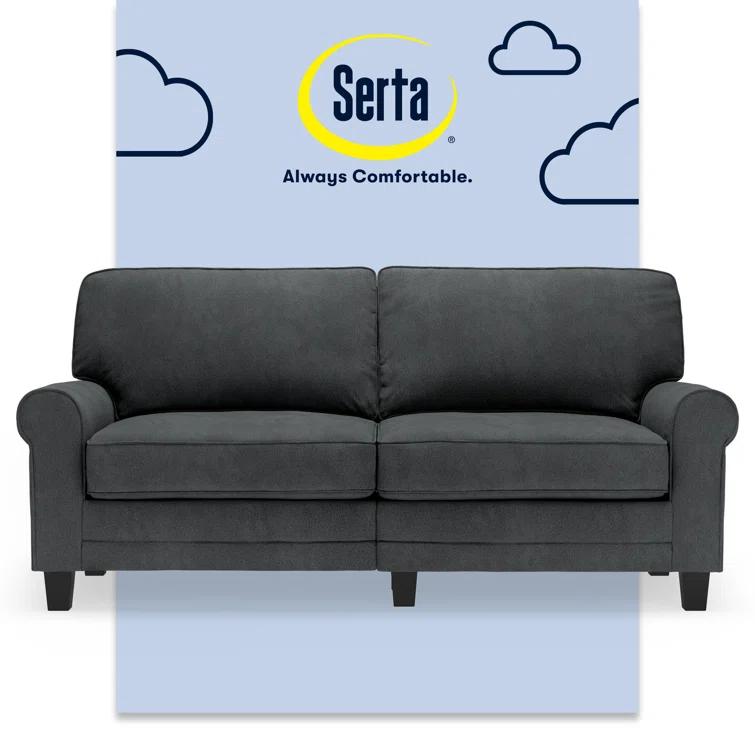 Serta Copenhagen 73" Rolled Arm Sofa, Easy Care Fabric, Soft Pillow Back, Pocket Coil Seat Cushions