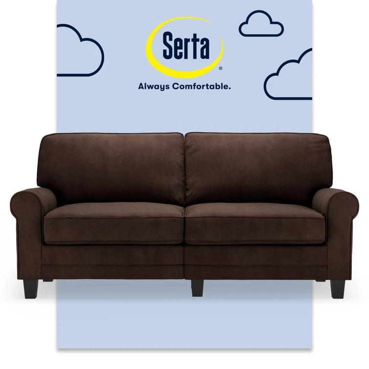 Serta Copenhagen 78" Rolled Arm Sofa, Easy Care Fabric, Soft Pillow Back, Pocket Coil Seat Cushions