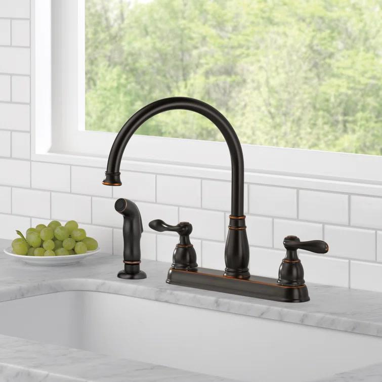 Windemere Two-Handle Kitchen Sink Faucet with Side Sprayer, 3-Hole Kitchen Faucet
