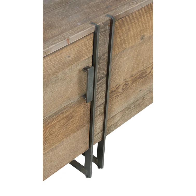 Martine Reclaimed Pine and Iron 79" Media Console with Cabinet