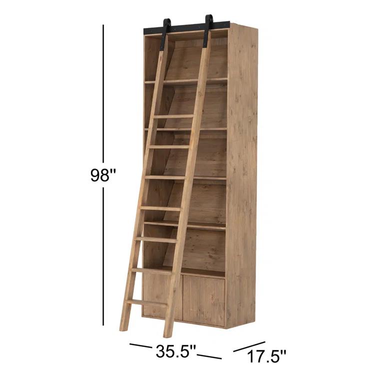 Haiden Contemporary Smoked Pine and Iron Ladder Bookshelf