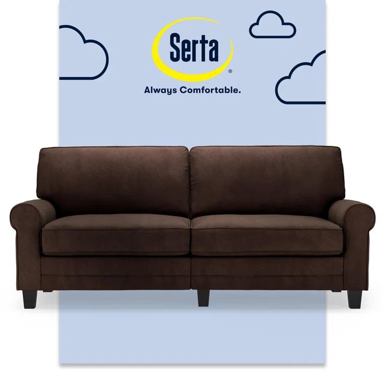 Serta Copenhagen 78" Rolled Arm Sofa, Easy Care Fabric, Soft Pillow Back, Pocket Coil Seat Cushions