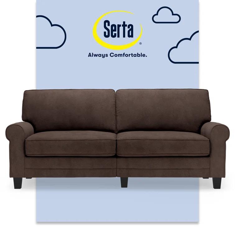 Serta Copenhagen 78" Rolled Arm Sofa, Easy Care Fabric, Soft Pillow Back, Pocket Coil Seat Cushions