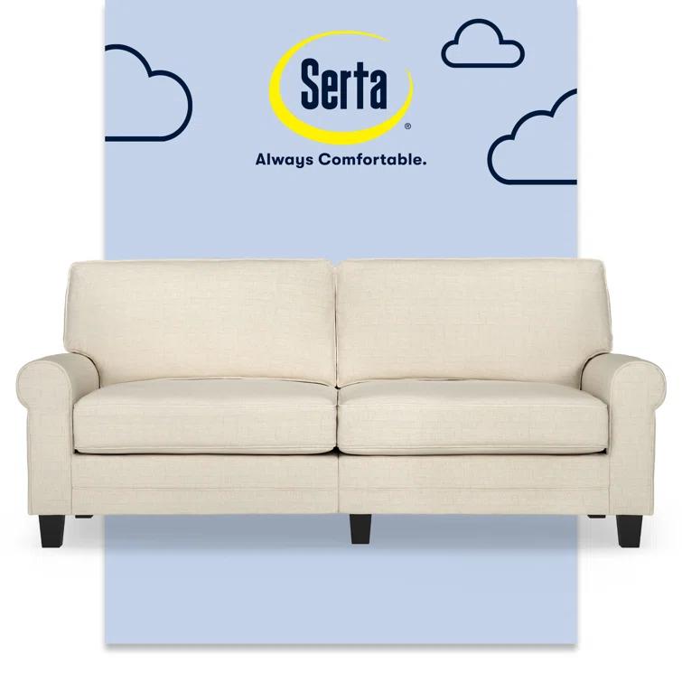 Serta Copenhagen 78" Rolled Arm Sofa, Easy Care Fabric, Soft Pillow Back, Pocket Coil Seat Cushions