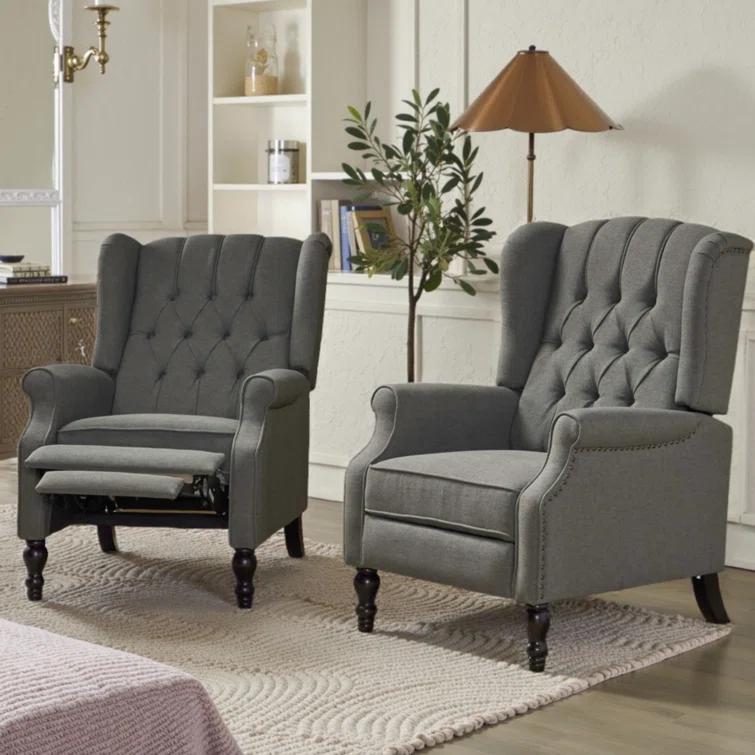 Willa Arlo™ Interiors Alta Traditional 28.5" Wide Manual Wingback Recliner Chair with Button-Tufted Diamond Stitching