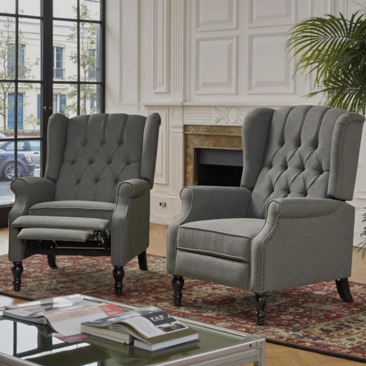 Willa Arlo™ Interiors Alta Traditional 28.5" Wide Manual Wingback Recliner Chair with Button-Tufted Diamond Stitching