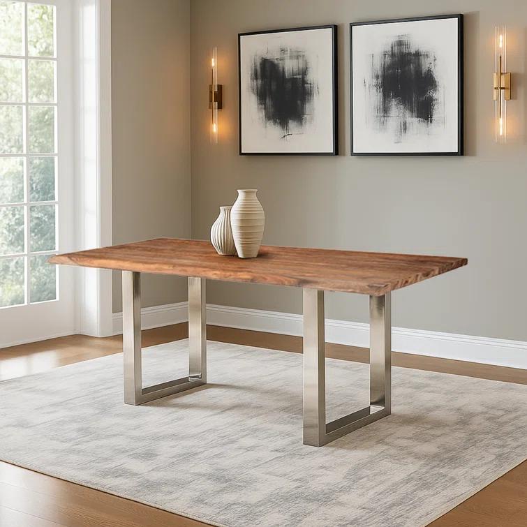 Aabriella 80'' Wood and Metal Rectangular Dining Table