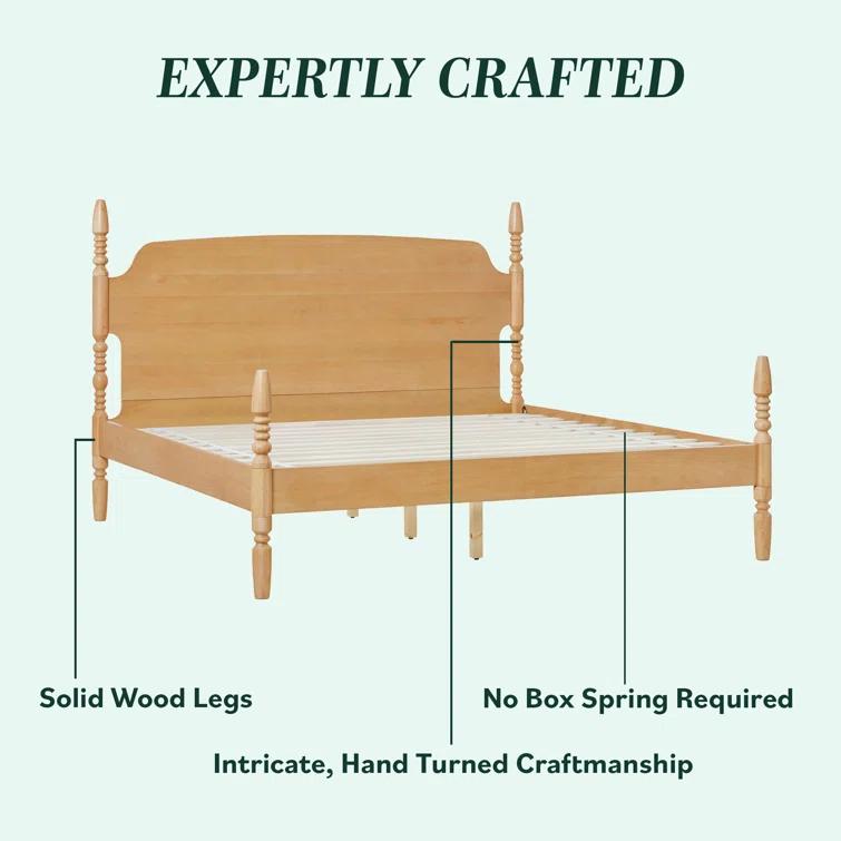 Walker Edison Vivienne Traditional Easy Assembly Solid Wood Turned Spindle Bed