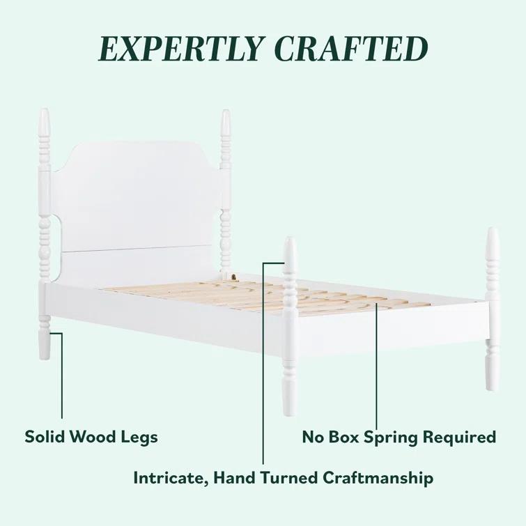 Vivienne Traditional Easy Assembly Solid Wood Twin Spindle Bed