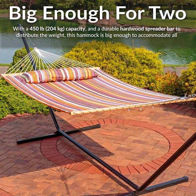 2-Person Quilted Polyester Spreader Bar Hammock