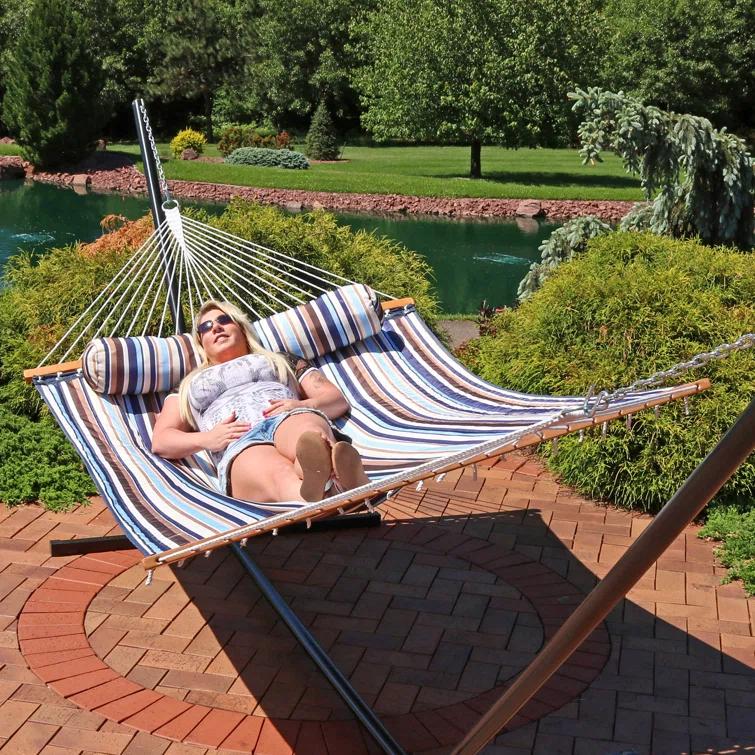 2-Person Quilted Polyester Spreader Bar Hammock