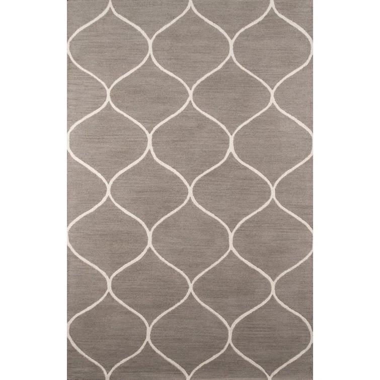 Uchida Geometric Hand Tufted Wool Gray Area Rug