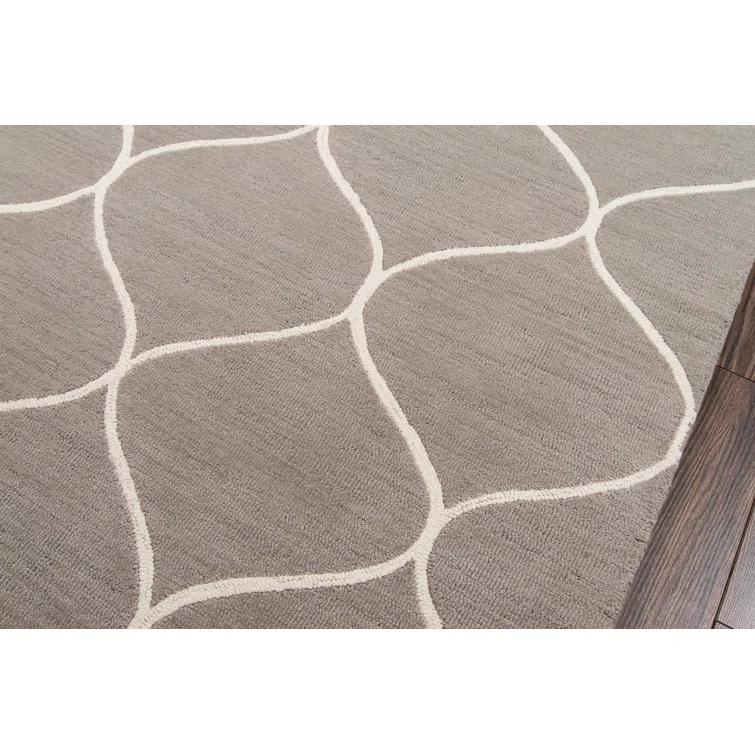 Uchida Geometric Hand Tufted Wool Gray Area Rug