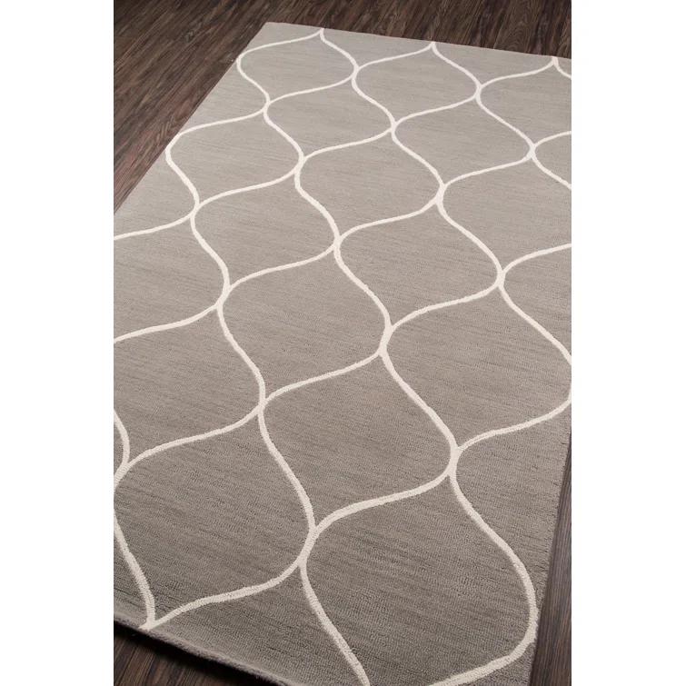 Uchida Geometric Hand Tufted Wool Gray Area Rug