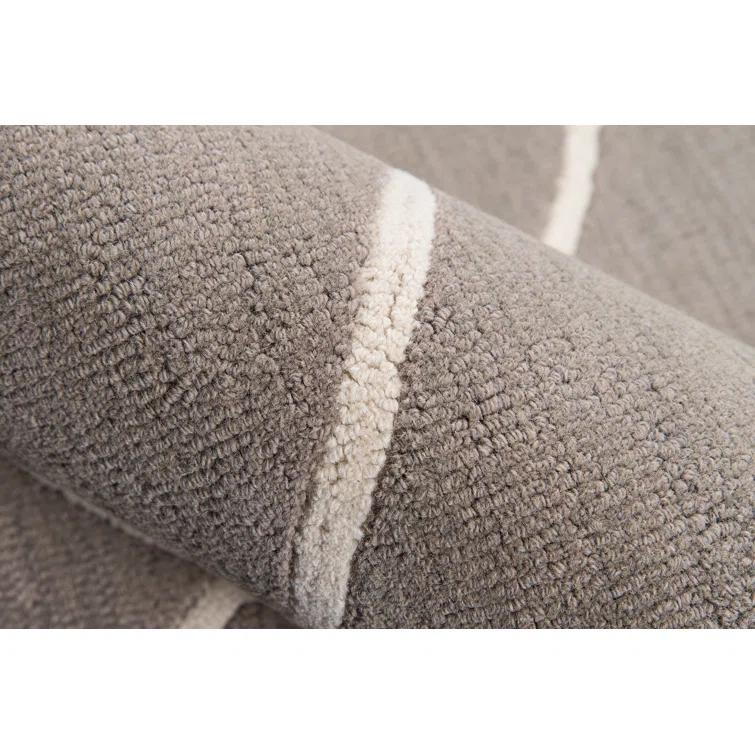 Uchida Geometric Hand Tufted Wool Gray Area Rug