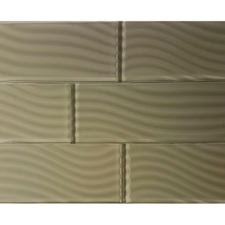 Abolos Pacific 4 in. x 12 in. Textured Glass Straight Edge Subway Decorative Kitchen & Bathroom Wall Tile