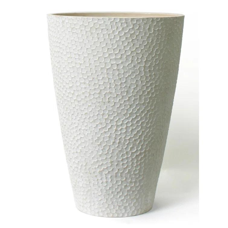 Algreen Valencia Planter, Hammered Texture Planter, 15-In. by 20-In. Height, Weathered White