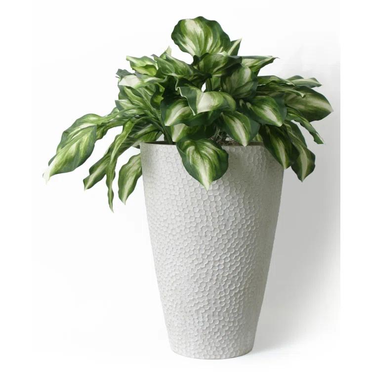Algreen Valencia Planter, Hammered Texture Planter, 15-In. by 20-In. Height, Weathered White