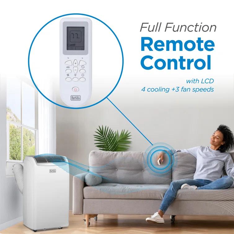 BLACK+DECKER 10,000 BTU SACC/CEC Portable Air Conditioner, 700 Sq. Ft. 14,000 BTU ASHRAE 128, White