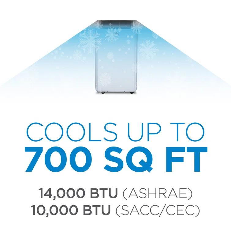 BLACK+DECKER 10,000 BTU SACC/CEC Portable Air Conditioner, 700 Sq. Ft. 14,000 BTU ASHRAE 128, White