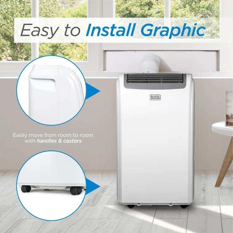 BLACK+DECKER 10,000 BTU SACC/CEC Portable Air Conditioner, 700 Sq. Ft. 14,000 BTU ASHRAE 128, White