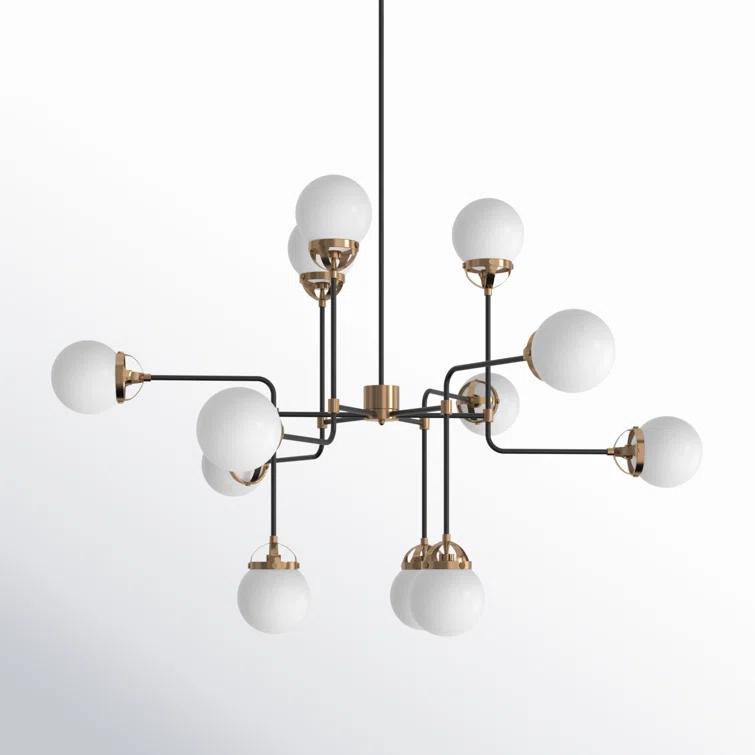 Generation Lighting Cafe 12 -Light Satin Brass Modern/contemporary For Use in Dining Rooms, Foyers, Kitchens, Chandelier