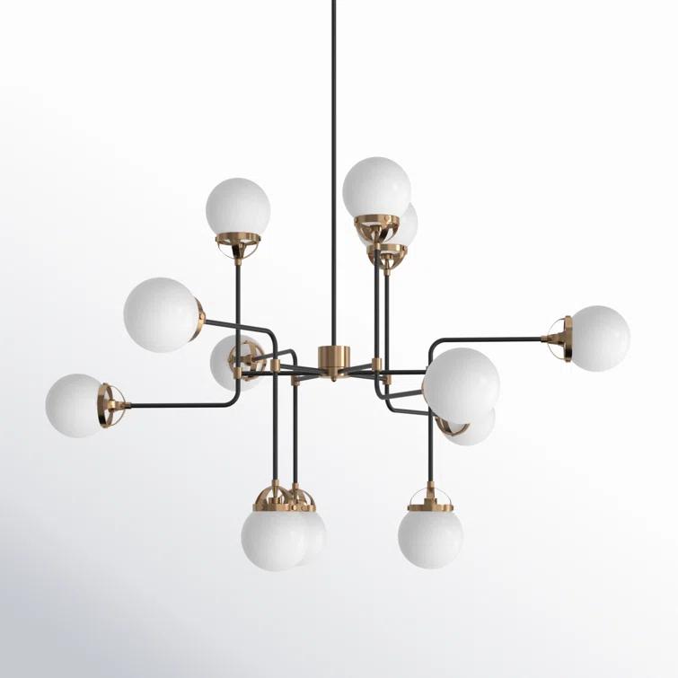 Generation Lighting Cafe 12 -Light Satin Brass Modern/contemporary For Use in Dining Rooms, Foyers, Kitchens, Chandelier
