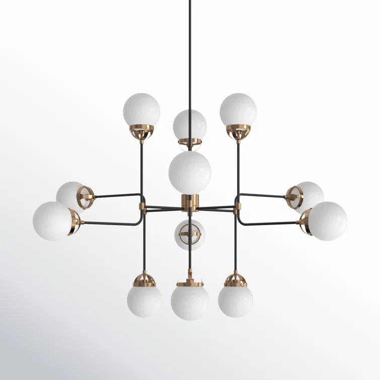 Generation Lighting Cafe 12 -Light Satin Brass Modern/contemporary For Use in Dining Rooms, Foyers, Kitchens, Chandelier