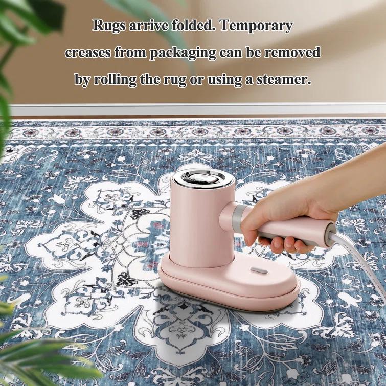 Machine Washable Non-Slip Blue Oriental Area Rug