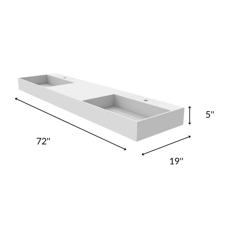 Juniper 72" Rectangular Modern Wall-Mounted Bathroom Sink with Concealed Drain Plate