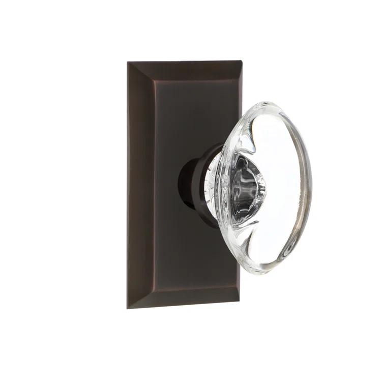 Studio Plate with Oval Clear Crystal Door Knob